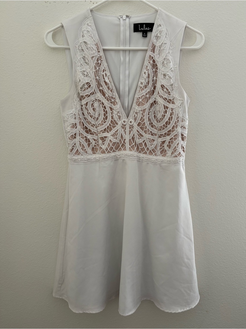 Lulus Florentia White Crochet Lace Skater Dress Size Small